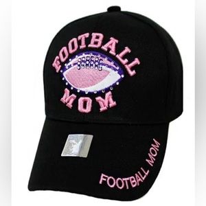 Football mom, baseball hat with adjustable Velcro in black
